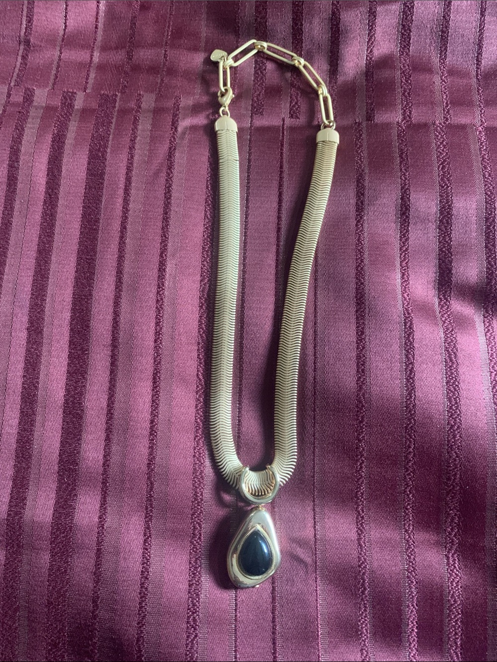 Gold necklace with Black Teardrop pendant
